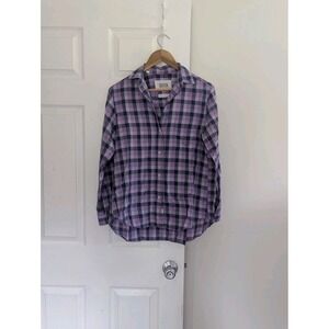 Grayson The Hero Button Up Shirt Purple Plaid Women's Sz 1/XS 100% Cotton Casual